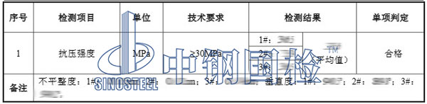 混凝土鉆芯強度檢測結果