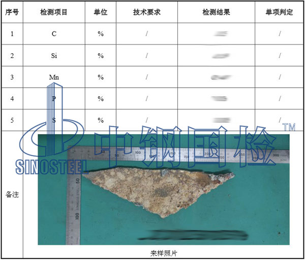 建筑材料鋼材檢測項目結果