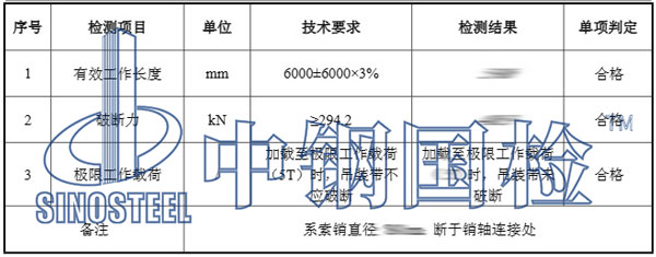 吊帶檢測項目結果