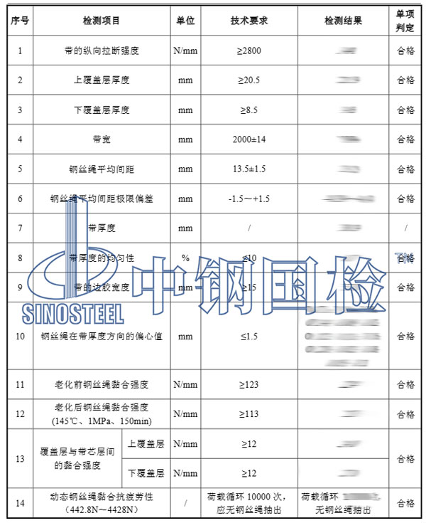 輸送帶檢測項目結果