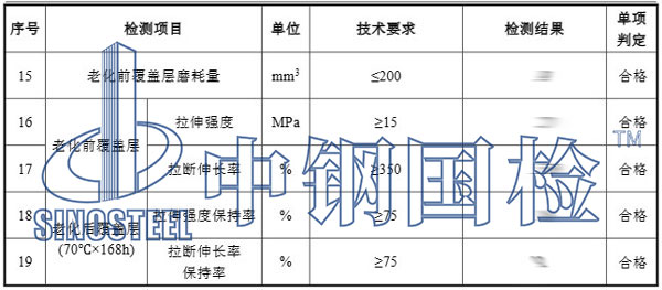 輸送帶檢測項目結果