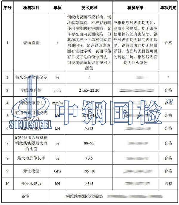 錨索檢測項目結果