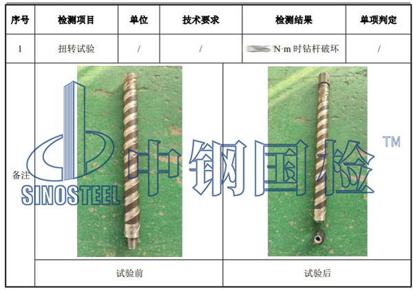 鉆桿檢測項目結果
