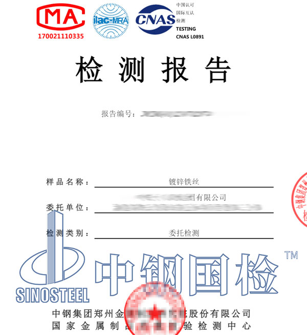 鐵絲檢測(cè)報(bào)告圖片