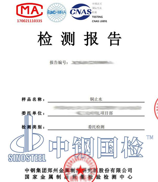 銅止水檢測報告