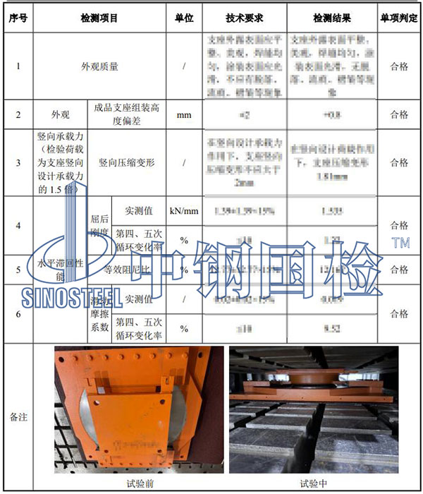 隔震支座檢測項目結果
