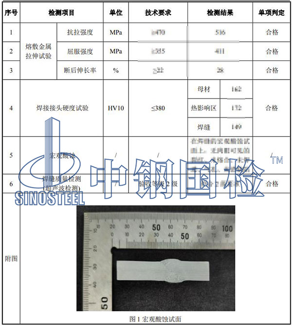 焊接工藝評定結果