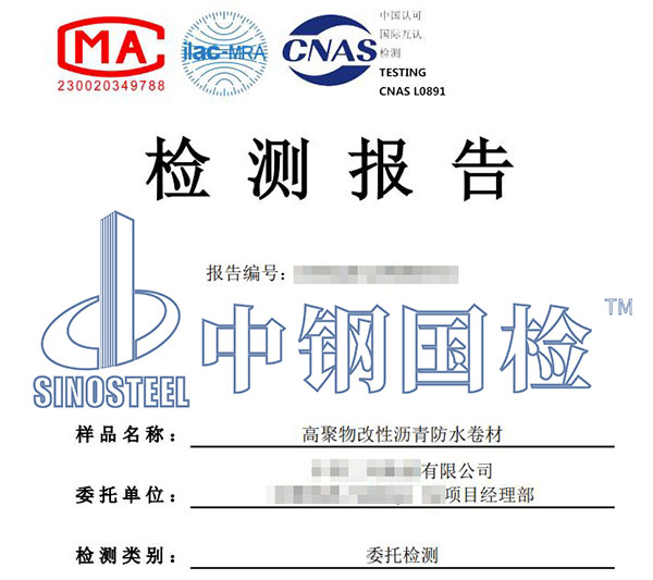 高聚物防水卷材檢測報告