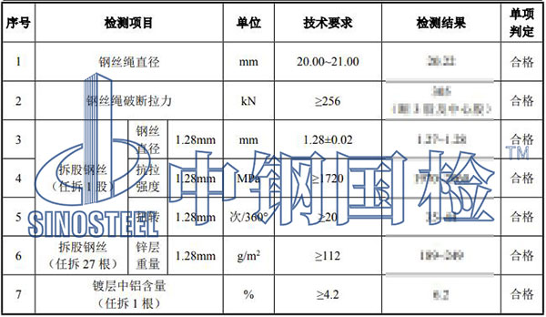 鋼絲繩檢測項目結果