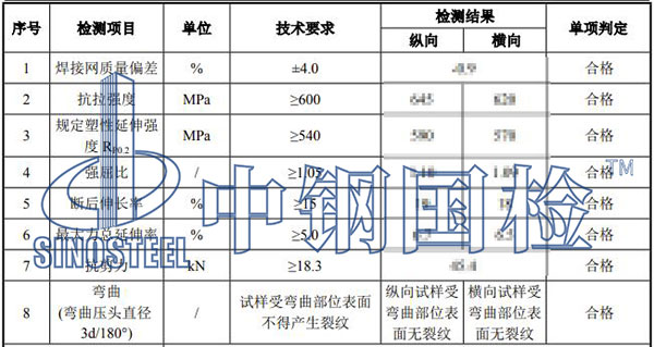 焊接強度檢測項目結果