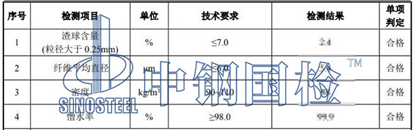 巖棉檢測結果